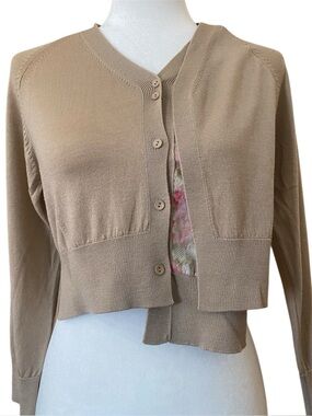 Simone Rocha Patchwork Asymmetrical Cropped Cardigan Wool Silk Floral Panel XS